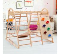 ZHPPED Portique d'escalade 7 en 1 avec échelle d'escalade, Toboggan à Plaque d'escalade, Filet d'escalade, Pierre d'escalade en Plastique, pour Les Enfants de 2 à 5 Ans