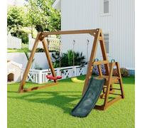 ZHPPED Portique pour Enfants - avec Toboggan et échelle d'escalade, balançoire Double, balançoire en Bois avec Accessoire d'escalade pour Enfants dans Le Jardin
