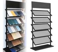 ZHPPED Présentoir De Carrelage Au Sol, Présentoir De Présentoir en Porcelaine Au Sol, Support D'organisateur De Carrelage Au Sol en Métal À 5 Couches, Adapté Aux Salles,Black-67X35X150CM