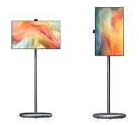 ZHPPED Téléviseur Intelligent Portable 27 Pouces sur roulettes, écran Tactile 4K 6 Go + 128 Go, Batterie intégrée 7 800 mAh, Rotation complète, Conception à roulettes pour Une mobilité aisée Grey