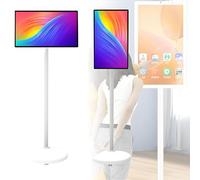 ZHPPED Téléviseur Portable Intelligent avec télécommande, Support TV Mobile | Écran Tactile sur Pied | Téléviseur sans Fil sur roulettes | Batterie intégrée, Rotation complète 24 Pouces 4+64G