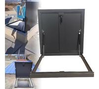 ZHPPED Trappe d'évacuation d'aération de Toit, Plaque de Couverture de Trappe de Toit en métal galvanisé Noir, Couvercle de Sortie d'escalier de Cave de Grenier,LxW-75x50cm