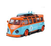 ZHRDWE Copie Fidèle l'Origine Modèle Réduit Voiture Volkswagen T1 Bus Gulf Oil Martini 1:24 Alliage Métallique Moulé sous Pression Jouet Sonore Lumineux Cadeaux Maquette Voiture(Bleu)