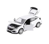 ZHRDWE Maquette Voiture 1:24 pour Honda Civic Type R Alliage Sport Jouet Véhicule Modèle De Course Son Et Lumière Analogique Jeu Collection Cadeau Copie Fidèle l'Origine(White)
