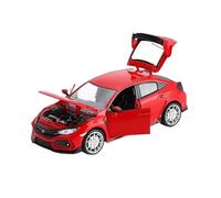 ZHRDWE Maquette Voiture 1:24 pour Honda Civic Type R Alliage Sport Jouet Véhicule Modèle De Course Son Et Lumière Analogique Jeu Collection Cadeau Copie Fidèle l'Origine(Rouge)