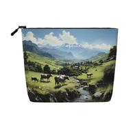 ZhRiYan Alpine Farm Trousse de maquillage en faux chanvre - Trousse de toilette de voyage polyvalente, organiseur de cosmétiques réutilisable avec pochette à fermeture éclair, noir, taille unique