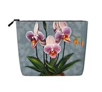 ZhRiYan Blooming Orchidées Faux Chanvre Trousse de maquillage - Trousse de toilette de voyage polyvalente, organiseur cosmétique réutilisable avec pochette à fermeture éclair, noir, taille unique