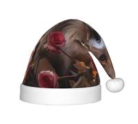 ZhRiYan Chiens et roses - Couvre-chef classique pour fête de Noël, Nouvel An - Chapeau de vacances chaud - Coiffe parfaite pour Noël, Halloween