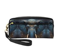 ZhRiYan Eerie Petite trousse de maquillage en cuir imprimé éléphant - Trousse de toilette de voyage pour femme - Trousse de toilette réutilisable avec fermeture éclair - Noir - Taille unique - Noir