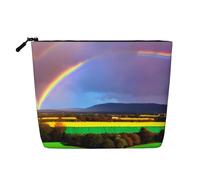 ZhRiYan Evening Rainbow Faux Trousse de maquillage en chanvre - Trousse de toilette de voyage polyvalente, organiseur cosmétique réutilisable avec pochette à fermeture éclair, noir, taille unique