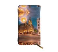 ZhRiYan Fiery Red Street Print Portefeuille long en cuir avec poche pour pièces de monnaie, noir, taille unique, noir, taille unique, Noir , Taille unique