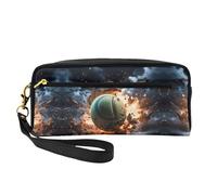ZhRiYan Lightning Fever Petite trousse de maquillage en cuir imprimé tennis - Trousse de toilette de voyage pour femme - Réutilisable avec fermeture éclair - Noir - Taille unique - Noir - Taille