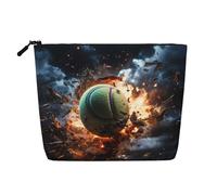 ZhRiYan Lightning Fever Trousse de maquillage en faux chanvre - Trousse de toilette de voyage polyvalente, organiseur de cosmétiques réutilisable avec pochette à fermeture éclair, noir, taille unique