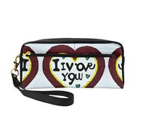 ZhRiYan Love Confessions Petite trousse de maquillage en cuir imprimé - Trousse de toilette de voyage pour femme, trousse de maquillage réutilisable avec fermeture éclair, noir, taille unique, Noir