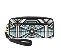 ZhRiYan Octagon Building - Petite trousse de maquillage en cuir imprimé - Trousse de toilette de voyage pour femme - Réutilisable avec fermeture éclair - Noir - Taille unique, Noir , Taille unique