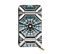 ZhRiYan Octagon Building Portefeuille long en cuir imprimé - Portefeuille personnalisé tendance pour femme avec poche pour pièces de monnaie, noir, taille unique, noir, taille unique, Noir , Taille