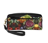 ZhRiYan Petite trousse de maquillage en cuir imprimé chou frais - Trousse de toilette de voyage pour femme, pochette cosmétique réutilisable avec fermeture éclair, noir, taille unique, noir, taille