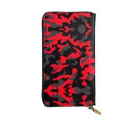 ZhRiYan Portefeuille long en cuir imprimé camouflage rouge - Portefeuille personnalisé tendance pour femme avec poche pour pièces de monnaie, noir, taille unique, noir, taille unique, Noir , Taille