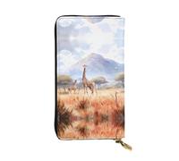 ZhRiYan Portefeuille long en cuir imprimé girafe africaine savane - Portefeuille tendance personnalisé pour femme avec poche pour pièces de monnaie, noir, taille unique, noir, taille unique, Noir