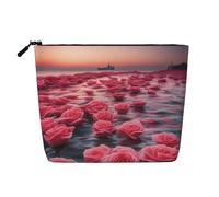 ZhRiYan Roses by the sea Trousse de maquillage en chanvre synthétique - Trousse de toilette de voyage polyvalente, organiseur de cosmétiques réutilisable avec pochette à fermeture éclair, noir, taille