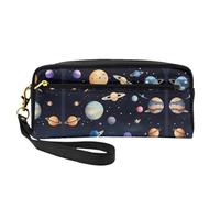 ZhRiYan Saturn Jupiter Earth Petite trousse de maquillage en cuir avec imprimé terre - Trousse de toilette de voyage pour femme - Trousse de maquillage réutilisable avec fermeture éclair, noir, taille
