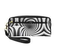 ZhRiYan Spiral Optical Illusion Gif Petite trousse de maquillage en cuir imprimé - Trousse de toilette de voyage pour femme, trousse de maquillage réutilisable avec fermeture éclair, noir, taille