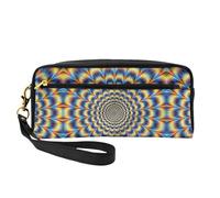 ZhRiYan Spiral Optical Illusion Gif Petite trousse de maquillage en cuir imprimé - Trousse de toilette de voyage pour femme, trousse de maquillage réutilisable avec fermeture éclair, noir, taille