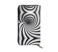 ZhRiYan Spiral Optical Illusion Gif Portefeuille long en cuir imprimé - Portefeuille tendance pour femme personnalisé avec poche pour pièces de monnaie, noir, taille unique, noir, taille unique, Noir