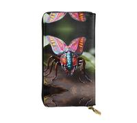 ZhRiYan Strange Insects Portefeuille long en cuir imprimé - Portefeuille tendance pour femme avec poche pour pièces de monnaie, noir, taille unique, noir, taille unique, Noir , Taille unique