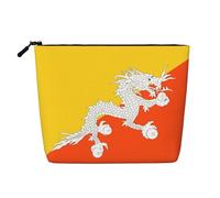 ZhRiYan The Deep Ocean Print Faux Chanvre Trousse de maquillage - Organiseur cosmétique réutilisable, rangement quotidien, voyage d'affaires essentiel, Drapeau du Royaume du Bhoutan, One Size