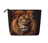 ZhRiYan The Lion's Gaze Trousse de maquillage en faux chanvre - Trousse de toilette de voyage polyvalente, organiseur de cosmétiques réutilisable avec pochette à fermeture éclair, noir, taille unique