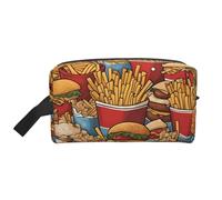 ZhRiYan Trousse à cosmétiques de voyage - Kit Dopp réutilisable avec beaucoup de jolies frites imprimées sur le côté pour les produits de toilette, le maquillage, les accessoires et plus encore, blanc