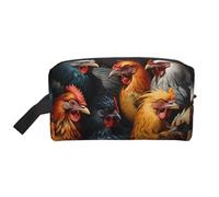 ZhRiYan Trousse à cosmétiques de voyage - Kit Dopp réutilisable avec coqs habillés de nombreuses couleurs Impression intégrale pour articles de toilette, maquillage, accessoires, et plus encore, blanc