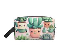 ZhRiYan Trousse à cosmétiques de voyage - Kit Dopp réutilisable avec de jolies plantes succulentes imprimées sur toute la face pour articles de toilette, maquillage, accessoires et plus encore, blanc