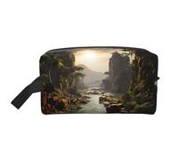 ZhRiYan Trousse à cosmétiques de voyage - Kit Dopp réutilisable avec impression intégrale des montagnes et des rivières pour produits de toilette, maquillage, accessoires, et plus encore, blanc