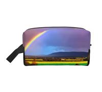 ZhRiYan Trousse à cosmétiques de voyage - Trousse Dopp réutilisable avec impression arc-en-ciel du soir sur toute la face pour produits de toilette, maquillage, accessoires et plus encore, blanc