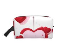 ZhRiYan Trousse à cosmétiques de voyage - Trousse Dopp réutilisable avec petit cœur rouge imprimé sur toute la face pour produits de toilette, maquillage, accessoires et plus encore, blanc, taille
