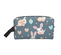 ZhRiYan Trousse à maquillage de voyage - Kit Dopp réutilisable avec imprimé de lapin mignon de dessin animé sur toute la face pour articles de toilette, maquillage, accessoires et plus encore, blanc