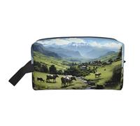 ZhRiYan Trousse à maquillage de voyage - Trousse Dopp réutilisable avec impression intégrale des vaches de la ferme alpine pour produits de toilette, maquillage, accessoires et plus encore, blanc