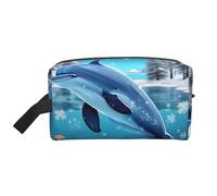 ZhRiYan Trousse à maquillage de voyage - Trousse Dopp réutilisable avec impression intégrale d'hiver le dauphin pour produits de toilette, maquillage, accessoires et plus encore, blanc, taille unique