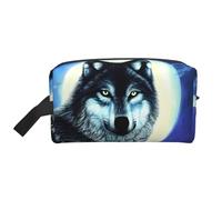 ZhRiYan Trousse à maquillage de voyage - Trousse Dopp réutilisable avec impression intégrale du loup sous la lune pour produits de toilette, maquillage, accessoires et plus encore, blanc, taille