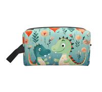 ZhRiYan Trousse à maquillage de voyage - Trousse Dopp réutilisable avec joli petit dinosaure imprimé sur toute la face pour articles de toilette, maquillage, accessoires et plus encore, blanc, taille