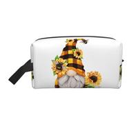 ZhRiYan Trousse à maquillage de voyage - Trousse Dopp réutilisable avec nain d'abeille jaune imprimé floral sur toute la face pour articles de toilette, maquillage, accessoires et plus encore, blanc