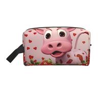 ZhRiYan Trousse à maquillage de voyage - Trousse Dopp réutilisable avec vache rose avec fraises Impression intégrale pour produits de toilette, maquillage, accessoires, et plus encore, blanc, taille