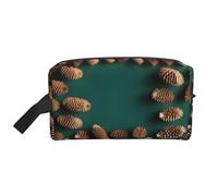 ZhRiYan Trousse de maquillage de voyage - Kit Dopp réutilisable avec bordure de pomme de pin impression intégrale pour produits de toilette, maquillage, accessoires et plus encore, blanc, taille