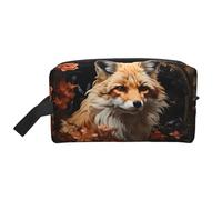 ZhRiYan Trousse de maquillage de voyage - Kit Dopp réutilisable avec impression intégrale renard et fleurs pour produits de toilette, maquillage, accessoires et plus encore, blanc, taille unique