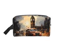 ZhRiYan Trousse de maquillage de voyage - Kit Dopp réutilisable avec taxi couleur londonien imprimé intégral pour articles de toilette, maquillage, accessoires et plus encore, blanc, taille unique