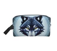 ZhRiYan Trousse de maquillage de voyage - Kit Dopp réutilisable avec tête de loup féroce impression sur toute la face pour articles de toilette, maquillage, accessoires, et plus encore, blanc, taille