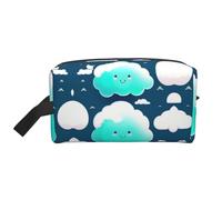 ZhRiYan Trousse de maquillage de voyage - Trousse Dopp réutilisable avec deux nuages timides impression sur toute la face pour articles de toilette, maquillage, accessoires, et plus encore, blanc