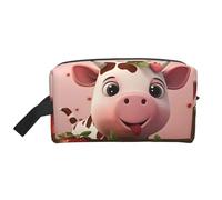 ZhRiYan Trousse de maquillage de voyage - Trousse Dopp réutilisable avec impression intégrale des vaches et des fraises pour produits de toilette, maquillage, accessoires, et plus encore, blanc